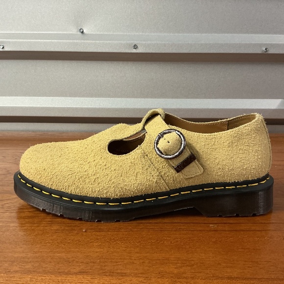 Dr. Martens Men T-Bar Yellow Tan Nappy Hairy Suede Leather Buckle Shoe Size 10 - Picture 7 of 12